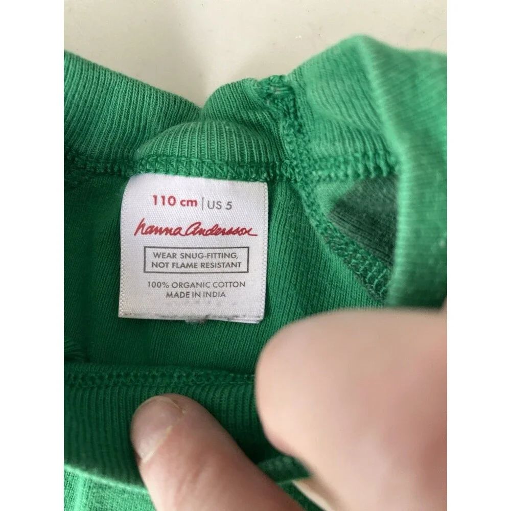 Hanna Andersson Green Dragon Long John Pajamas Size 110 US 5 100% Organic Cotton